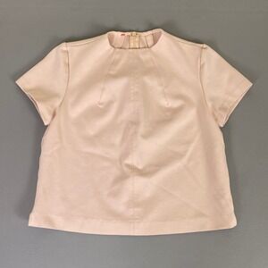 Spanx Perfect Funnel Top Shirt Women's Size XS Pink Short Sleeve Zipper Back